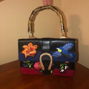 Black Embroidered Handbag